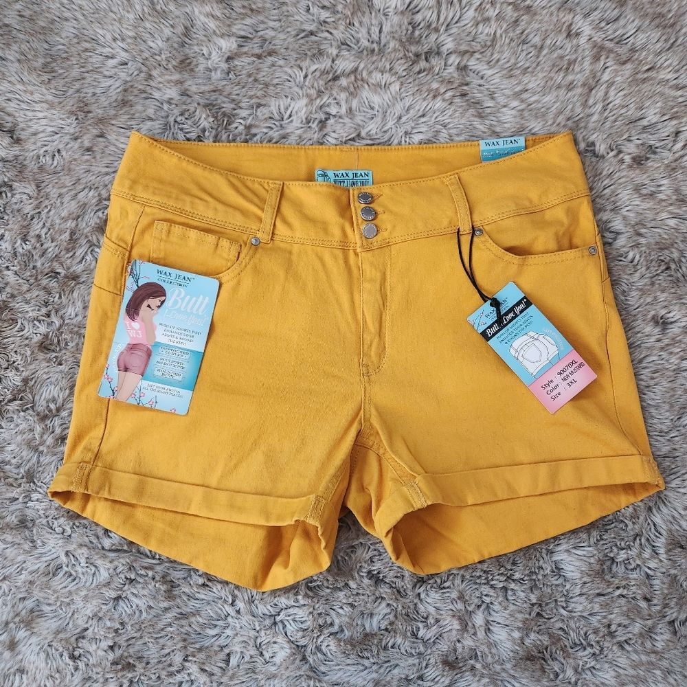 Wax Jean Butt I Love You Push-up Collection Shorts‎ New Mustard Yellow Size 3X